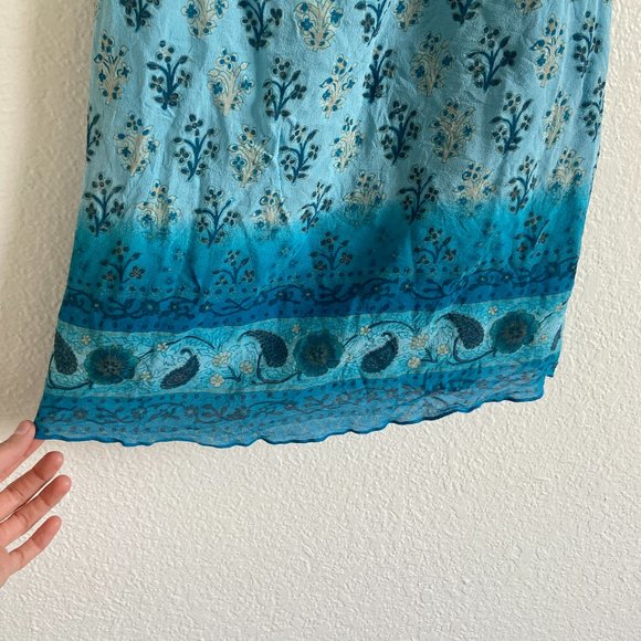 Vintage Womens Blue Floral Spaghetti Strap Mini Silk Dress Size 2 - Picture 3 of 7
